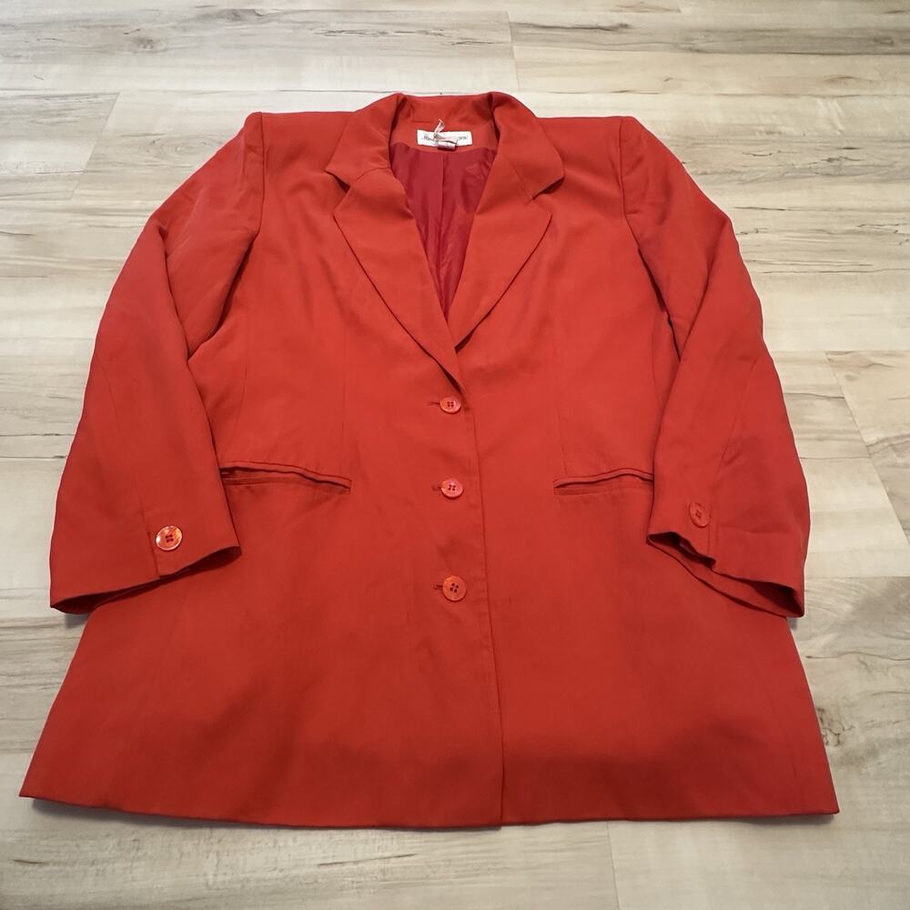 Jones New York Women 12 Blazer Single Breasted Pockets Lined Red Vintage